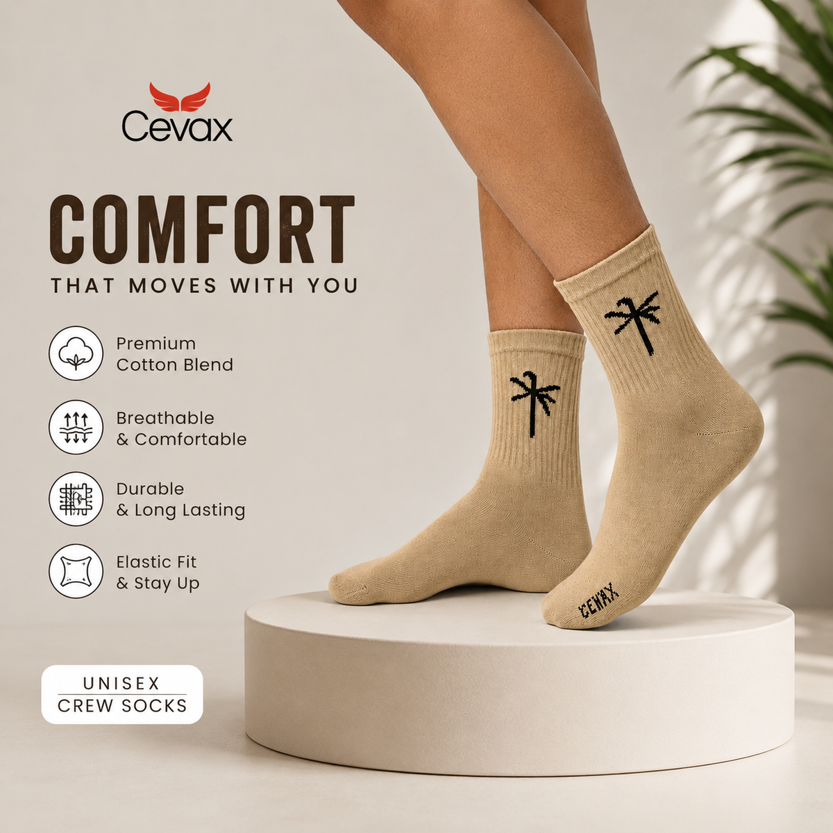 CEVAX Unisex Self Design Mid-Calf/Crew