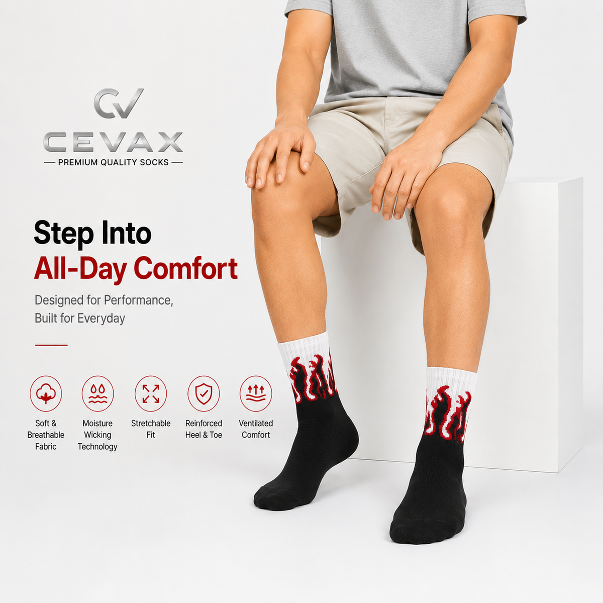CEVAX Unisex Printed Mid-Calf/Crew
