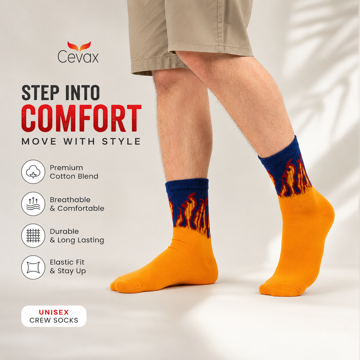 CEVAX Unisex Printed Mid-Calf/Crew