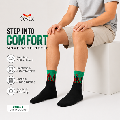 CEVAX Unisex Printed Mid-Calf/Crew