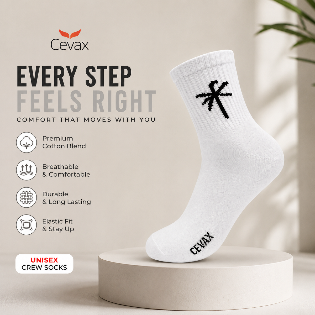 CEVAX Unisex Self Design Mid-Calf/Crew