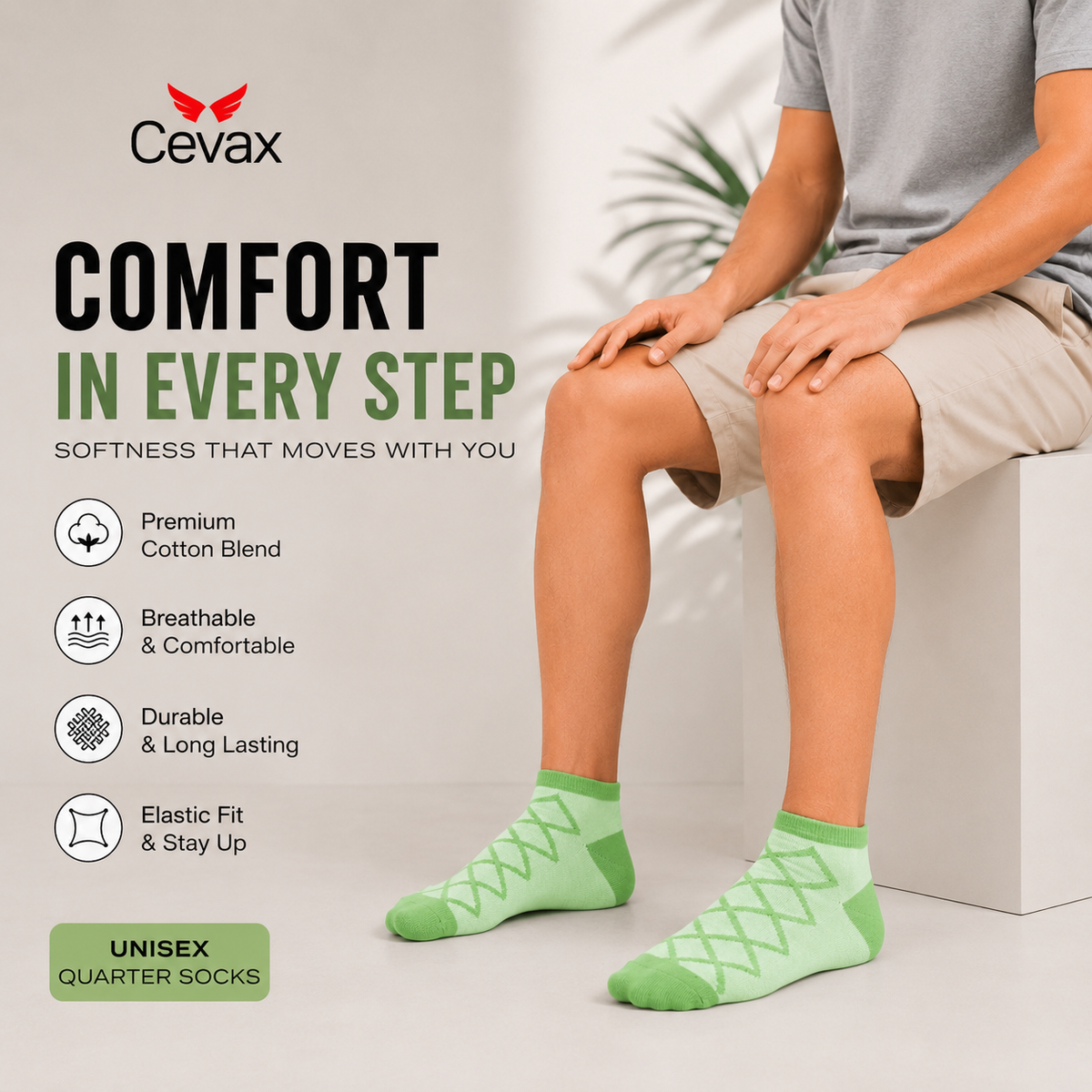 CEVAX Unisex Self Design Ankle Length