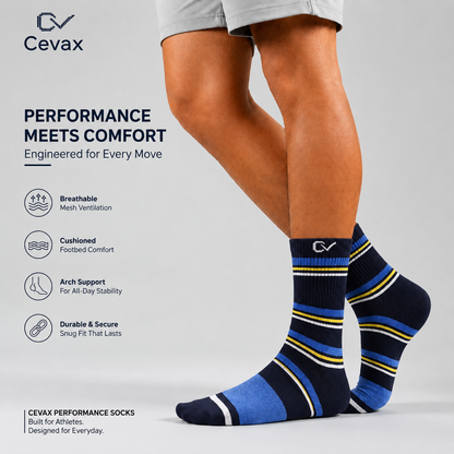 CEVAX Unisex Striped Mid-Calf/Crew