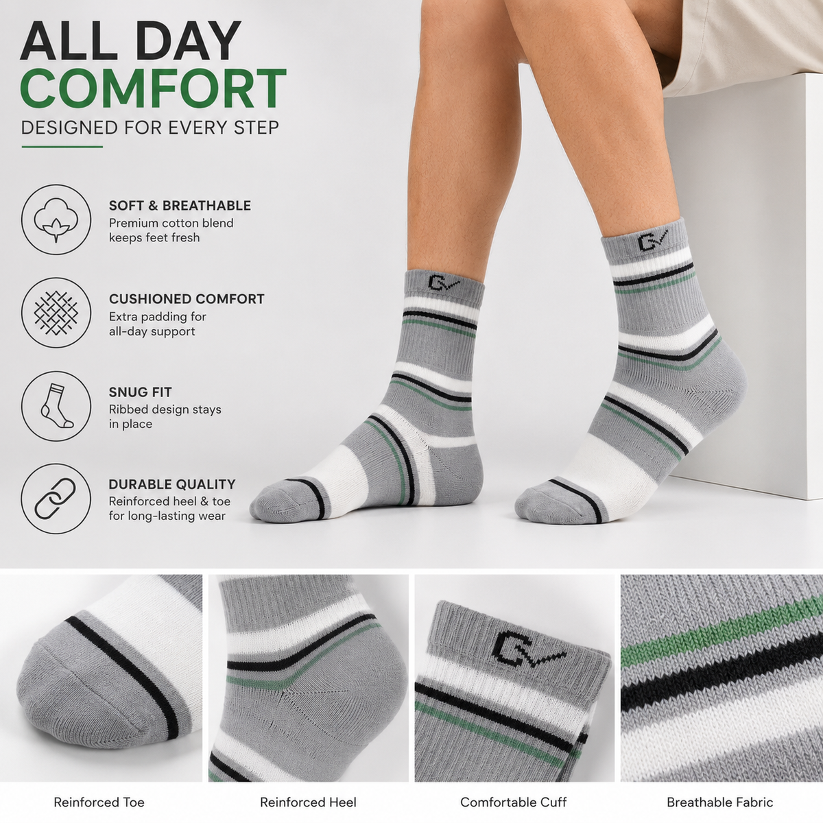 CEVAX Unisex Striped Mid-Calf/Crew