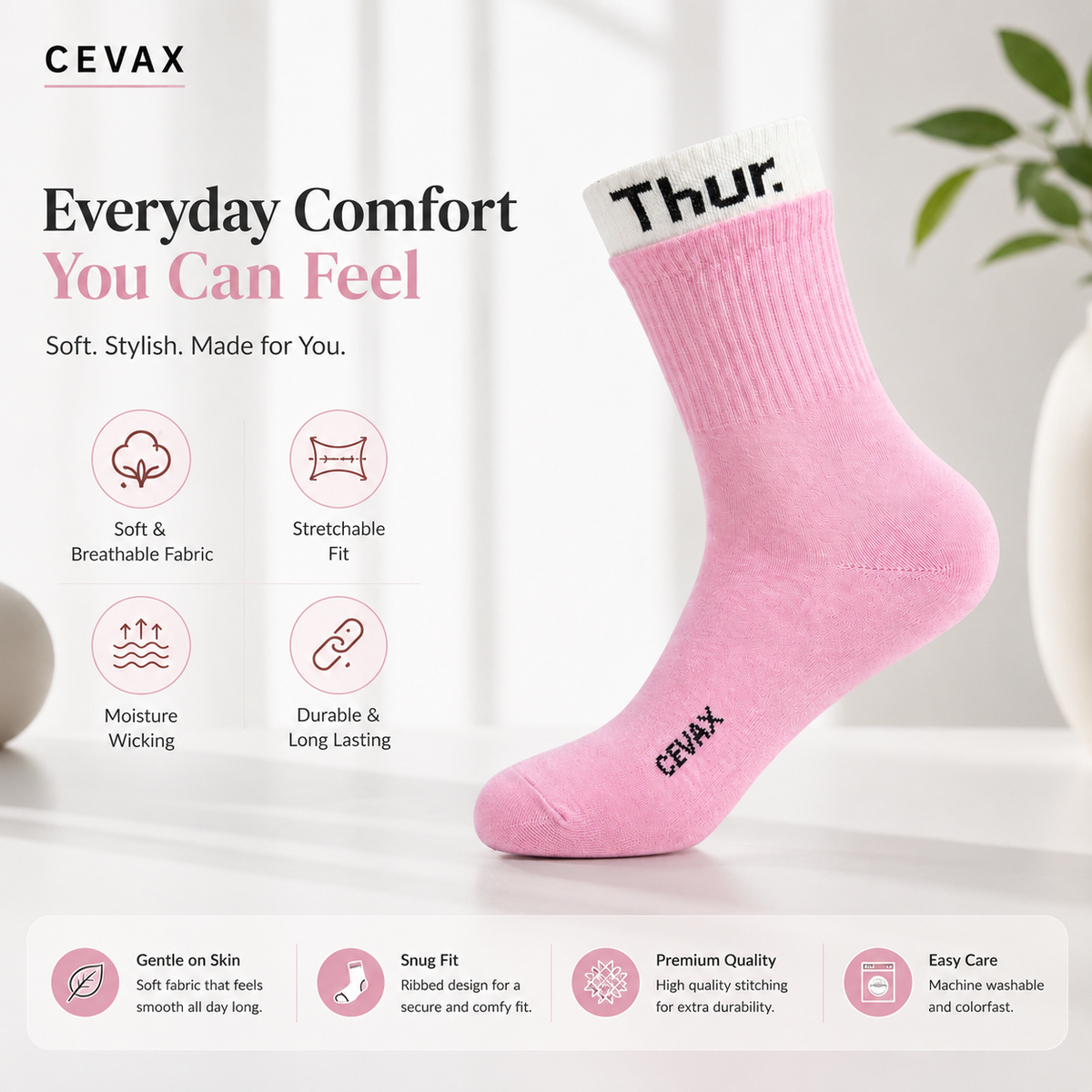 CEVAX Unisex Self Design Mid-Calf/Crew