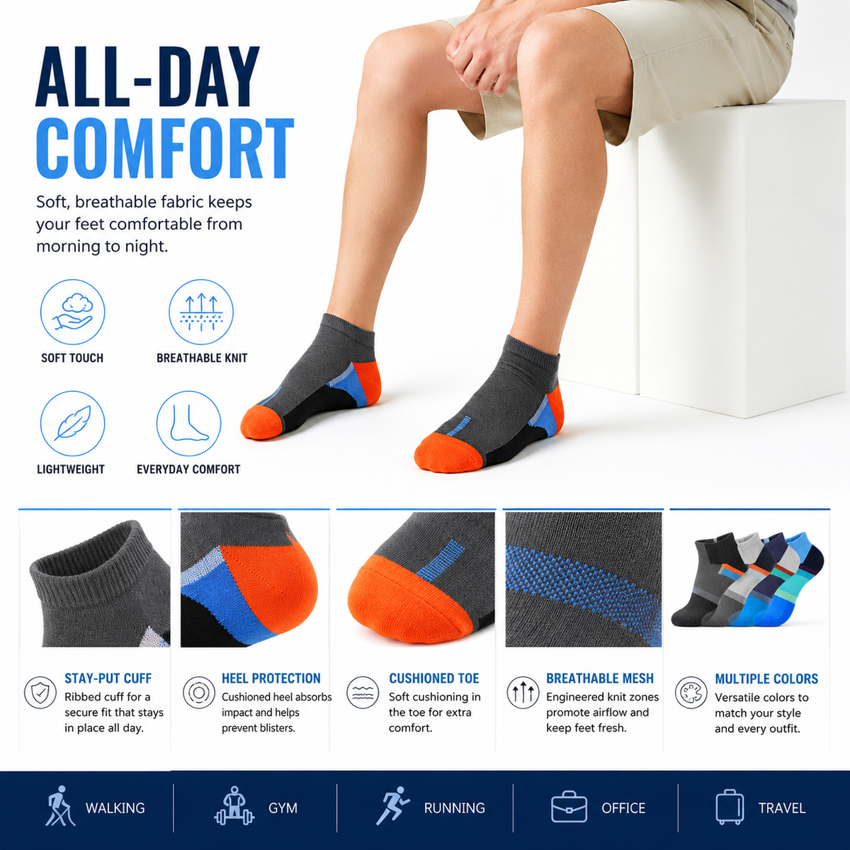 CEVAX Unisex Self Design Ankle Length